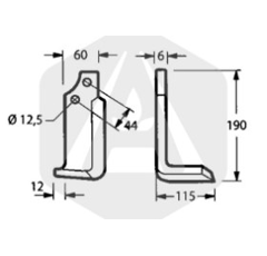 Lame gauche pour fraise-rotavator MASCHIO 19100416 adaptable