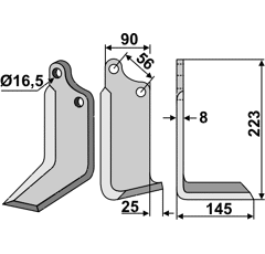 Fräsmesser Rechts 223 x 90 Maschio Nachbau