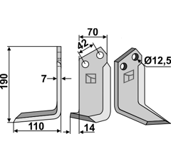 Lame gauche pour Fraise/Rotavator TORTELLA 2985606 adaptable