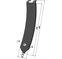 Déflecteur central pour cultivateur KONGSKILDE 101003121 adaptable