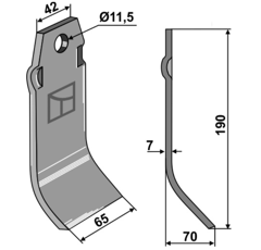 Fléau large 190 mm pour broyeur SPRAGELSE adaptable