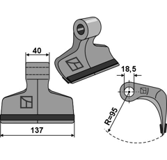 Marteau pour broyeur 137x40mm renforcé M.E.A.A.T. P40061 Adaptable Blacksteel©