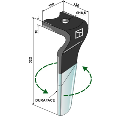 Dent gauche DURAFACE pour herse rotative KVERNELAND MA44000151R adaptable - Blacksteel©