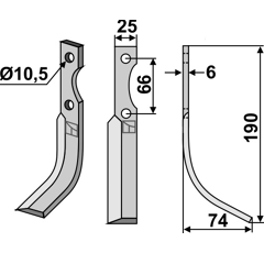 Lame droite pour Fraise/Rotavator EUROSYSTEM 0305064115 adaptable - Blacksteel©