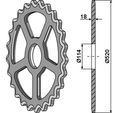 Rueda estrella Ø 520 x 114 mm adaptable - BlackSteel©