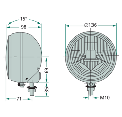 Arbeitsscheinwerfer Rund Halogen 45W