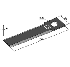 Couteau pour broyeur 250 x 50 mm  KLEVER 81.01.03.451 adaptable - BlackSteel©