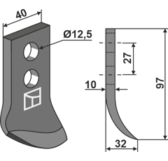 Lame 97 x 32 x 10 mm pour cureuse rotative MALETTI adaptable