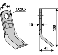 Couteau-Y pour broyeur 130x40mm M.E.A.A.T. adaptable - Blacksteel©