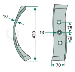 Pointe de soc droite pour cultivateur KNOCHE 26023400 adaptable