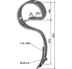 Dent 570 mm pour cultivateur GARD adaptable