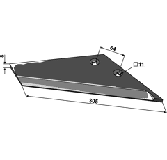 Ersatzflügel - rechts  305 mm Bottmersdorf Nachbau 101IND658R
