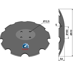 Disque crénelé ∅510x5 pour déchaumeur KÖCKERLING 910964 adaptable - Blacksteel©