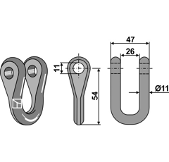 Manille 54x47 pour broyeur BOMFORD adaptable - Blacksteel©