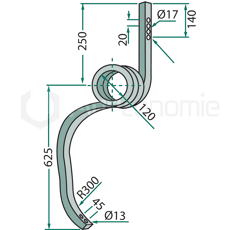 Dent efface-traces droite 30 x 30 mm pour semoir adaptable