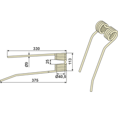 Dent de fenaison gauche pour faneuse PÖTTINGER 436.001 adaptable - BlackSteel©