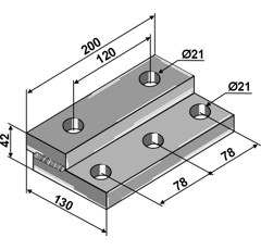 Plaque coulissante 200 x 130 mm pour déchaumeur KVERNELAND adaptable
