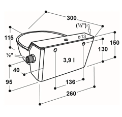 Abreuvoir à flotteur avec résistance 24V/20W 130PH | SUEVIA