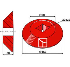 Endscheibe - Innen  für 30x30 Vierkantwellen