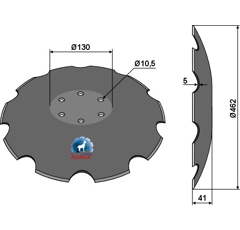 Disque crénelé ∅462x5 pour déchaumeur LEMKEN 3490471 adaptable - BlackSteel©
