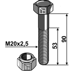 Boulon M20x2,5 x 90 pour broyeur adaptable - Blacksteel©