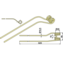 Dent de fenaison gauche pour faneuse KRONE 00 265 012 0 adaptable - BlackSteel©