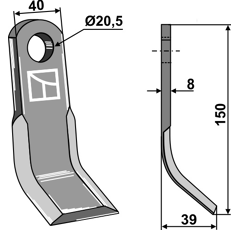 Couteau Y pour broyeur ORSI 23042 adaptable - Blacksteel©