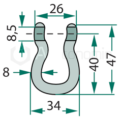 Manille 47x26 pour broyeur BOMFORD adaptable 