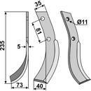 Fräsmesser Links 235 x 35 Honda Nachbau