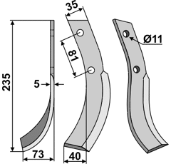 Fräsmesser Links 235 x 35 Honda Nachbau