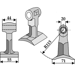 Marteau pour broyeur BOMFORD 7770713 adaptable - Blacksteel©