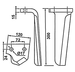 Dent droite pour herse rotative CELLI KR6226031D adaptable