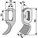 Fléau 88 mm pour broyeur BOMFORD 01.086.06 adaptable
