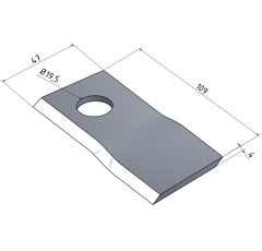 KM-Klinge rechts 109x48x4 mm LochØ: 19 5 mm 13800032N JF-Stoll Nachbau 