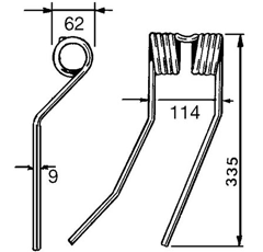 Dent droite pour faneuse FACO FA262 adaptable
