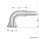 Pressnippel Bogen, 90° DN19IL1SAEFLH90 Alfagomma