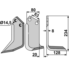 Fräsmesser Rechts 234 x 80 Celli Nachbau