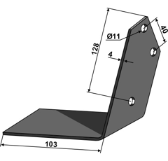 Cuchilla Lelievre izquierda 103 mm para escardador THYREGOD 97670081 adaptable - BlackSteel©