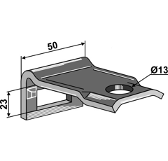 Halter für Zinken 32x10 - 50x12 - Bohrung 13