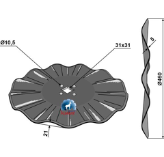 Gewellte Scheibe Ø460x5 - Forges de Niaux - Nachbau