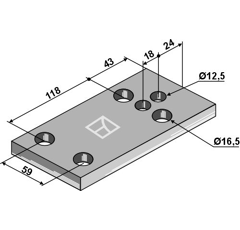 Halteplatte 185x12x100