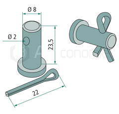 Piton 23,5x8 pour broyeur CARROY ET GIRAUDON adaptable 