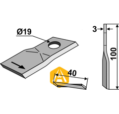 Couteau gauche pour faucheuse BCS TRACTORS 58029096 adaptable - Blacksteel©