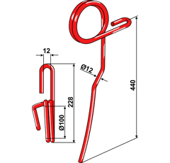 Griffe Ø12mm gauche pour semoir VÄDERSTAD 430333 adaptable - Blacksteel©