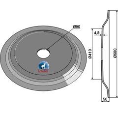 Roue-DD Ø 600 mm pour déchaumeur KVERNELAND A150341800 adaptable - BlackSteel©