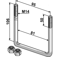 Bulón de grillete M14 x 106 mm adaptable - BlackSteel©