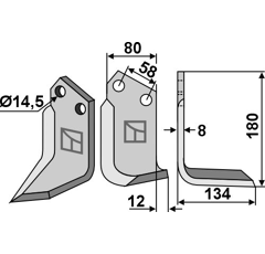 Lame droite pour Fraise/Rotavator BREVIGLIERI 0064818D adaptable - Blacksteel©