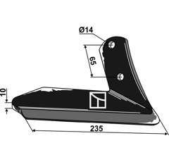 Reja de aleta dcha. 235 x 10 mm para cultivador KUHNHUARD H2212501  adaptable - BlackSteel©