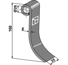 Fléau pour broyeur 160 x 35 mm FALC 430853 adaptable  - BlackSteel©