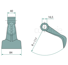 Marteau pour broyeur 84x40mm TIERRE Adaptable 